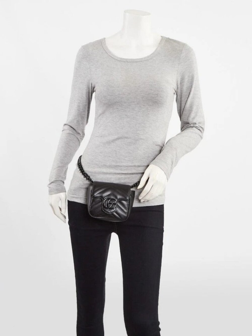 Gucci Black Quilted Leather Marmont Shoulder/Waist Bag